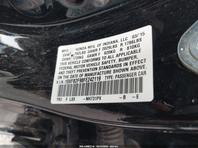 Honda r18z1 2015 19XFB2F98FE242119 Image 9