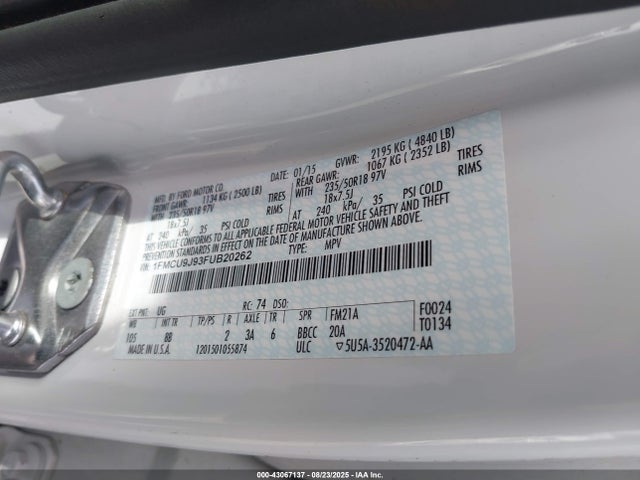 Ford 2015 2015 1FMCU9J93FUB20262 Image 9