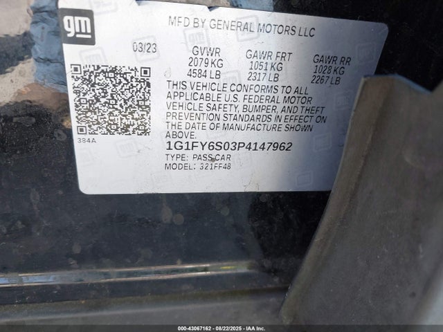 1G1FY6S03P4147962 Chevrolet Bolt Euv