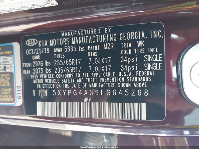 5XYPG4A39LG645268 KIA gdi theta-ii