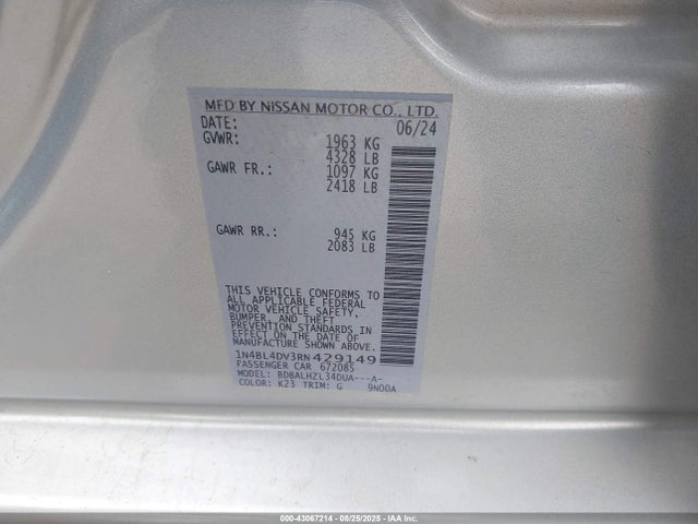 Nissan 2024 2024 1N4BL4DV3RN429149 Image 9