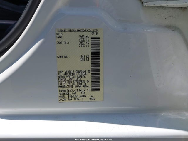 Nissan 2020 2020 1N4BL4BV5LC165776 Image 9