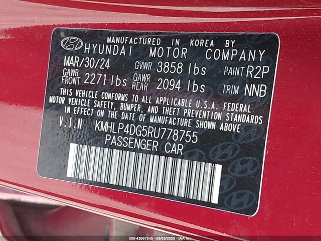 KMHLP4DG5RU778755 Hyundai mpi nu pe