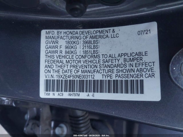 19XZE4F50NE003112 Honda leb6
