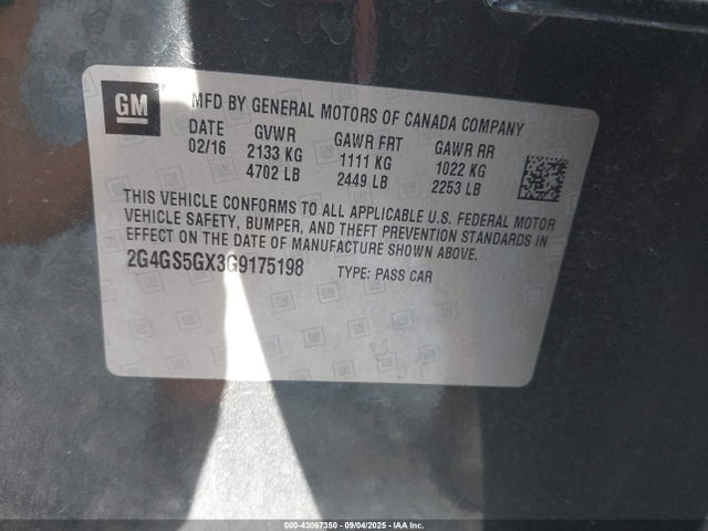 2G4GS5GX3G9175198 Buick ltg - sidi, alum, vvt, e85 max