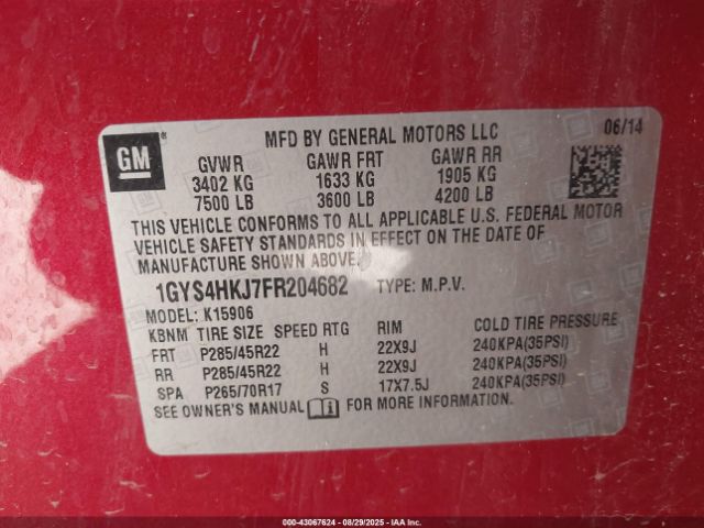 2015 CADILLAC ESCALADE ESV 1GYS4HKJ7FR204682 Photo 8