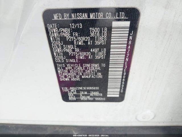 Infiniti QX80 2014 JN8AZ2NE3E9065930 Image 9