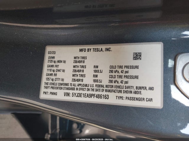 2023 TESLA MODEL 3 5YJ3E1EA9PF486163 Photo 8