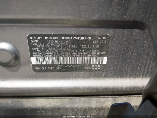 2019 MITSUBISHI ECLIPSE CROSS JA4AT3AAXKZ032547 Photo 8