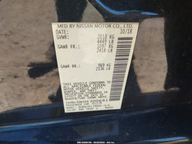 1N4BL4DW1KN300681 Nissan Altima