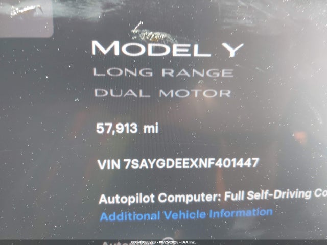 7SAYGDEEXNF401447 Tesla Model Y