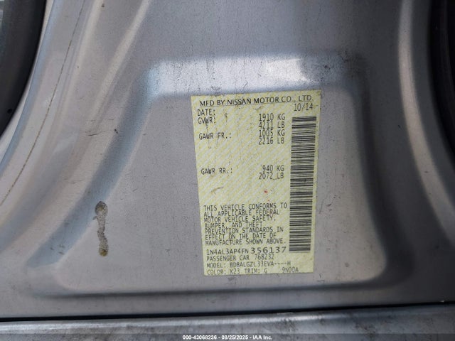 Nissan Altima 2015 1N4AL3AP4FN356137 Image 9