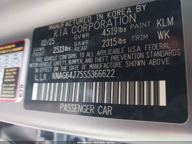 KNAG64J75S5366622 KIA K5 Gt-line
