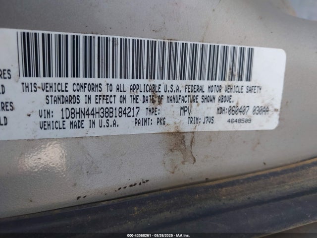 Продаж на аукціоні авто 2008 Dodge Grand Caravan Se, vin: 1D8HN44H38B184217, номер лоту: 43068261