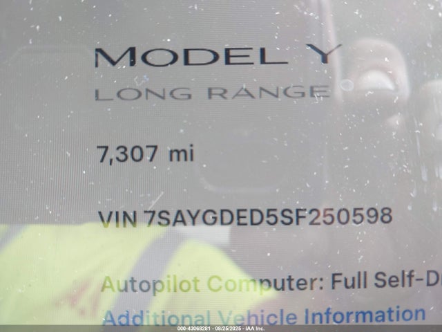2025 TESLA MODEL Y 7SAYGDED5SF250598 Photo 6