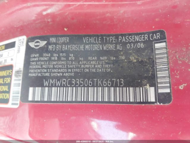 2006 MINI COOPER WMWRC33506TK66713 Photo 8