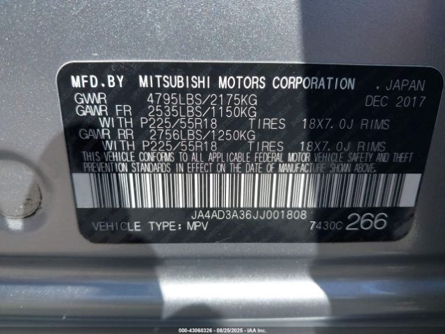 2018 MITSUBISHI OUTLANDER JA4AD3A36JJ001808 Photo 8