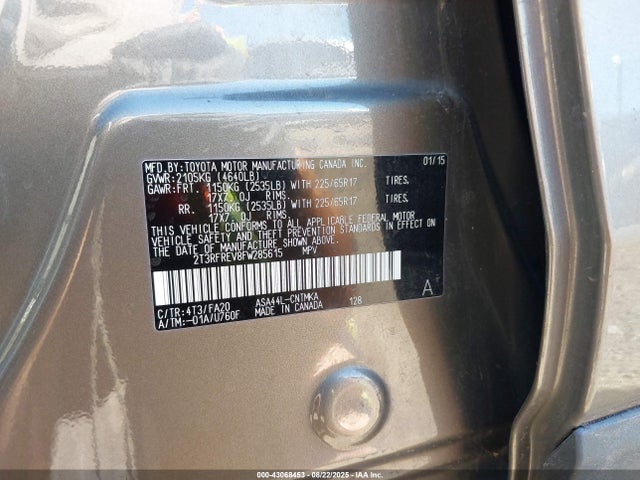 Toyota 2ar-fe 2015 2T3RFREV8FW285615 Image 9