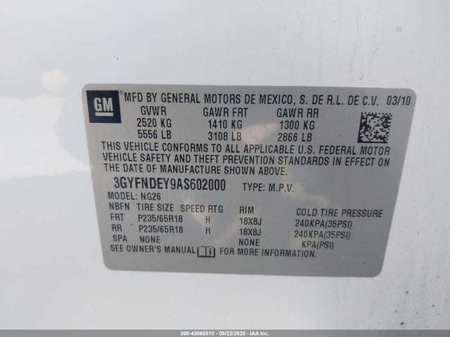 2010 CADILLAC SRX 3GYFNDEY9AS602000 Photo 8