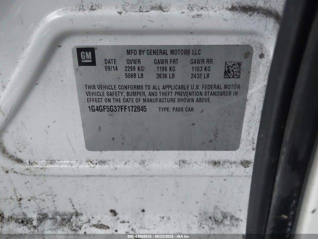 2015 Buick Lacrosse Premium Ii მანქანა იყიდება აუქციონზე, vin: 1G4GF5G37FF172845, აუქციონის ნომერი: 43068535