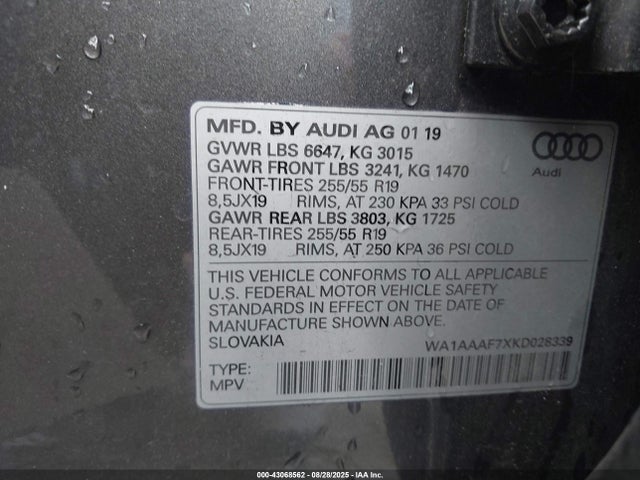 2019 AUDI Q7 WA1AAAF7XKD028339 Photo 8