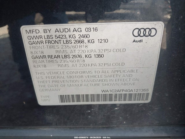 2016 AUDI Q5 WA1C2AFP4GA121355 Photo 8