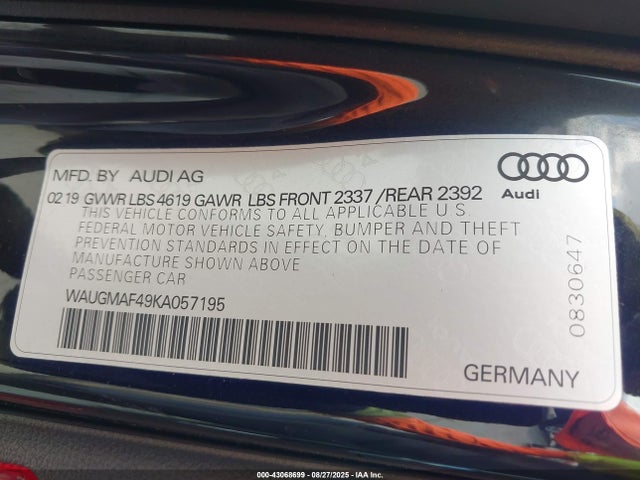 2019 AUDI A4 WAUGMAF49KA057195 Photo 8