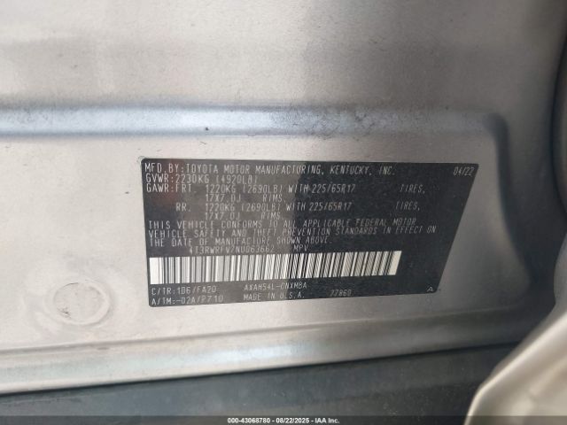 2022 TOYOTA RAV4 HYBRID 4T3RWRFV7NU063662 Photo 8