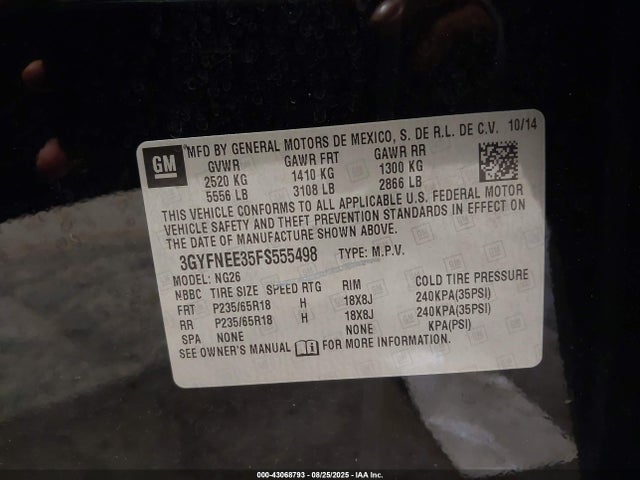 2015 CADILLAC SRX 3GYFNEE35FS555498 Photo 8