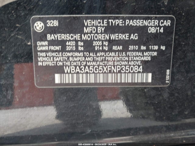 WBA3A5G5XFNP35084 BMW 328I
