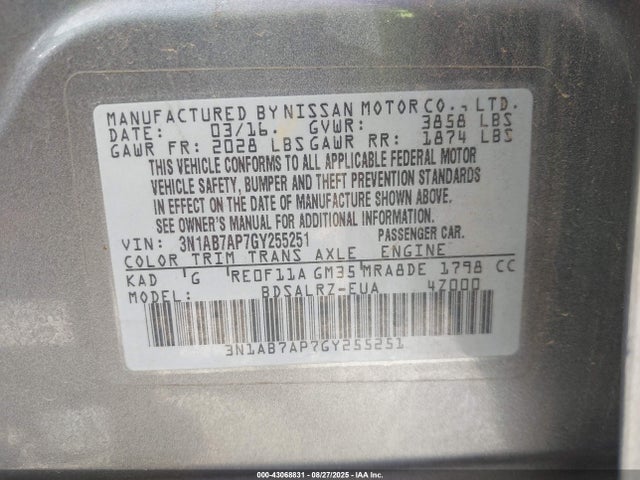 3N1AB7AP7GY255251 Nissan 2016