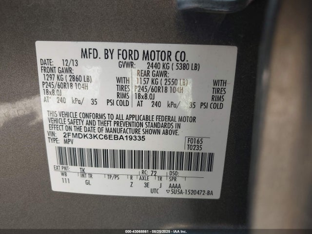 2FMDK3KC6EBA19335 Ford Edge
