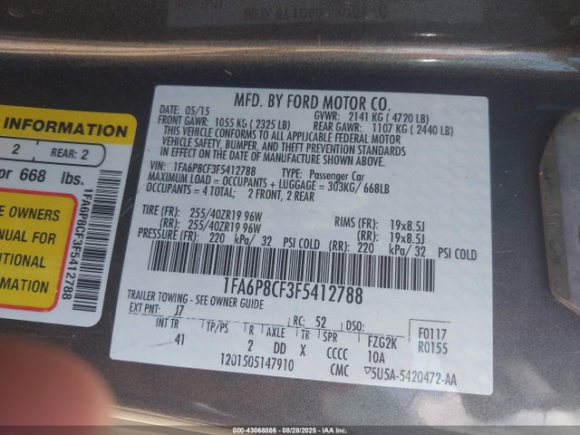 2015 FORD MUSTANG 1FA6P8CF3F5412788 Photo 8