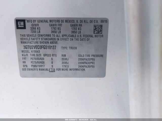 2015 GMC SIERRA 1500 3GTU2VEC0FG510137 Photo 8