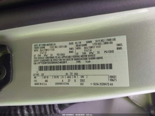 2019 FORD F-150 1FTEW1E55KKC40201 Photo 8