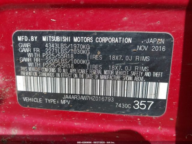 2017 MITSUBISHI OUTLANDER SPORT JA4AR3AW7HZ016793 Photo 8