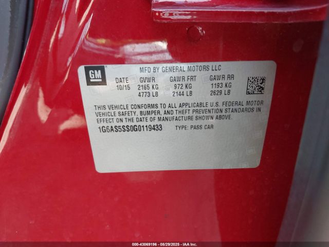 2016 CADILLAC CTS 1G6AS5SS0G0119433 Photo 8