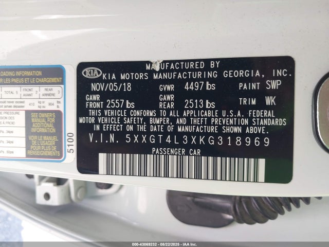 5XXGT4L3XKG318969 KIA gdi