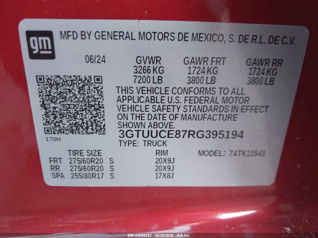 3GTUUCE87RG395194 GMC lz0