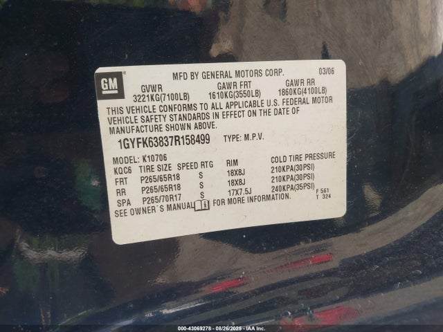 2007 CADILLAC ESCALADE 1GYFK63837R158499 Photo 8