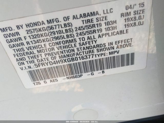 2016 ACURA MDX 5FRYD4H9XGB016377 Photo 8
