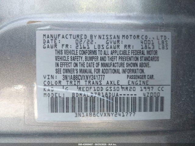 3N1AB8CVXNY241777 Nissan 2022
