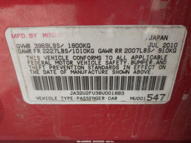 2011 MITSUBISHI LANCER JA32U2FU3BU001883 Photo 8