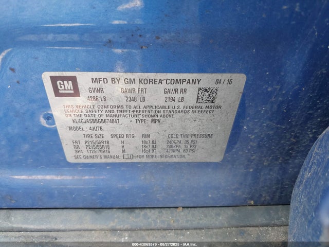 Buick luv - vvt, alum gme e85 max 2016 KL4CJASB8GB674047 Image 9