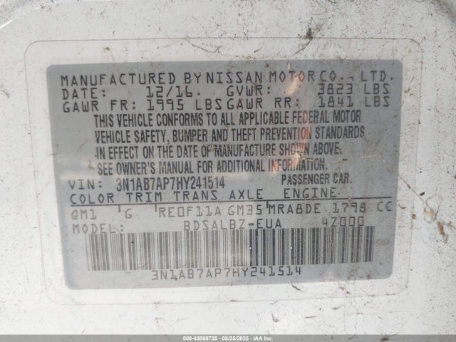 3N1AB7AP7HY241514 Nissan 2017