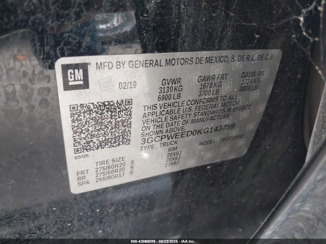 3GCPWEED0KG143759 Chevrolet l84 - di, dfm, alum, gen 5, var 2