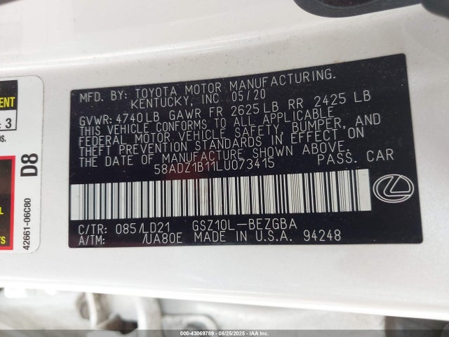58ADZ1B11LU073415 Lexus 2gr-fks