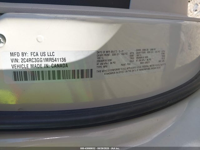 Chrysler Pacifica 2021 2C4RC3GG1MR541136 Image 9