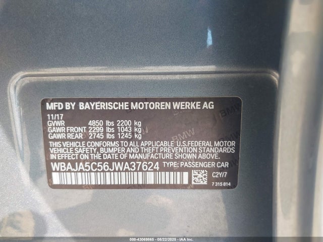 WBAJA5C56JWA37624 BMW 530I
