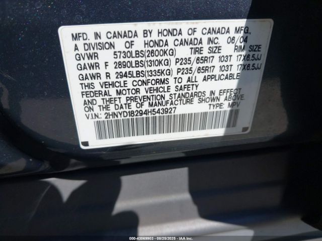 2004 ACURA MDX 2HNYD18294H543927 Photo 8